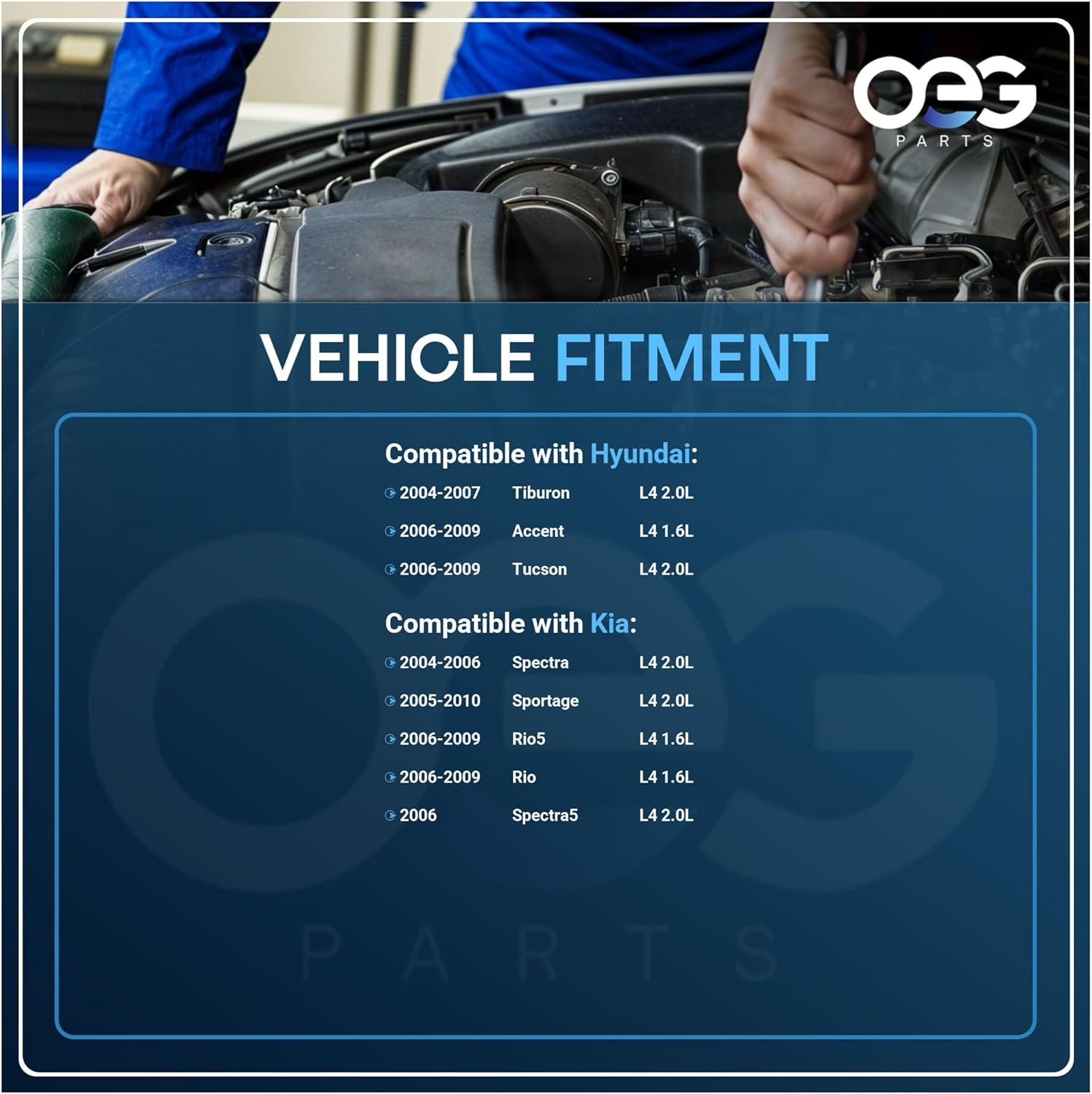 OEG Parts New Alternator Compatible With Hyundai Accent All 1.6L 2.0L 03-09, 04-07 Tiburon, 06-09 Tuscon, 06-09 Kia Rio, 04-06 Spectra, 05-10 Sportage 37300-22650 A0002655023