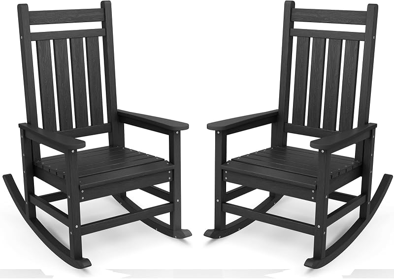 Black Outdoor Rocking Chairs Set of 2 — $176