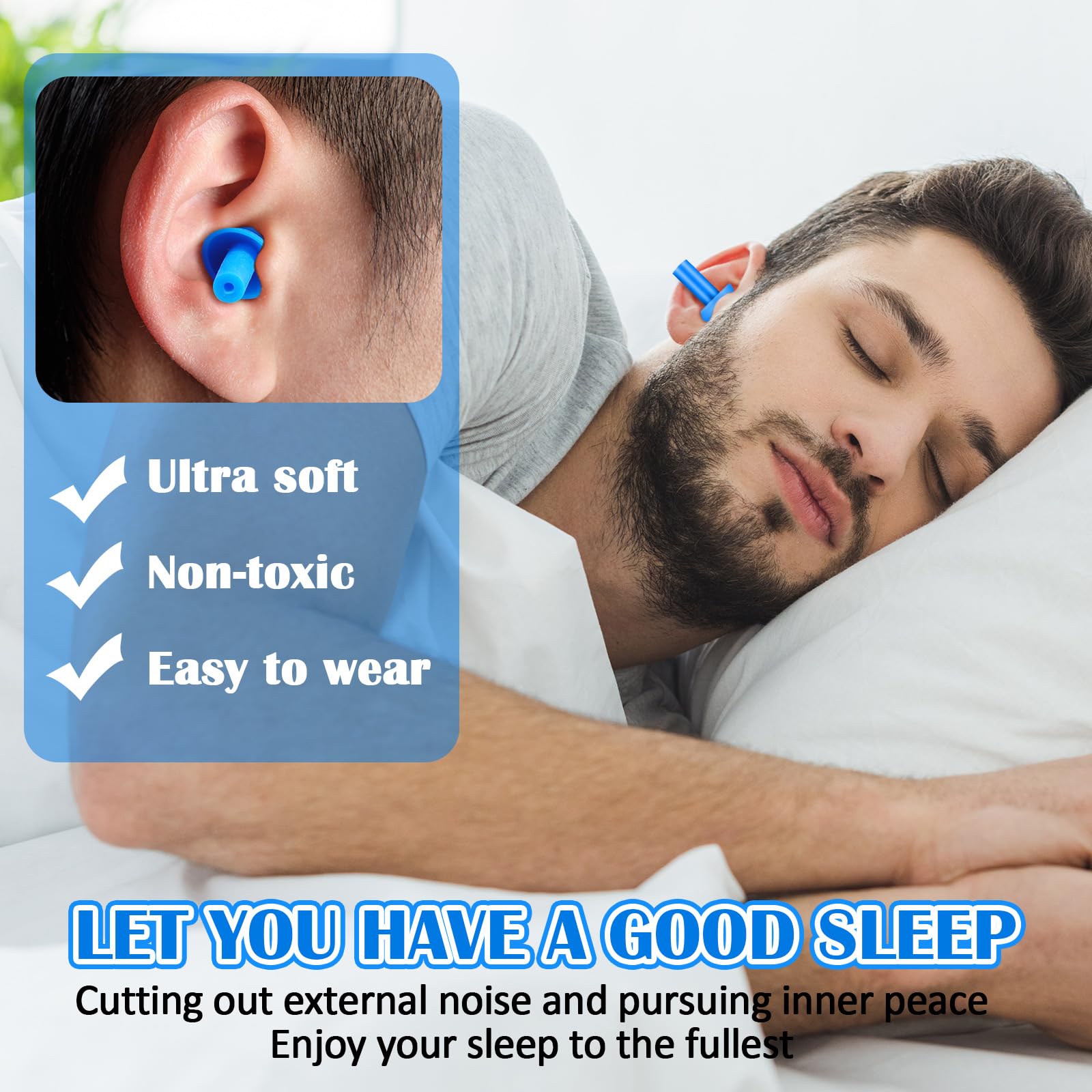 TrelaCo 100 paia di tappi per le orecchie per dormire, con cancellazione del rumore, riutilizzabili, in custodia di plastica, in morbido silicone, tappi per le orecchie impermeabili per dormire,