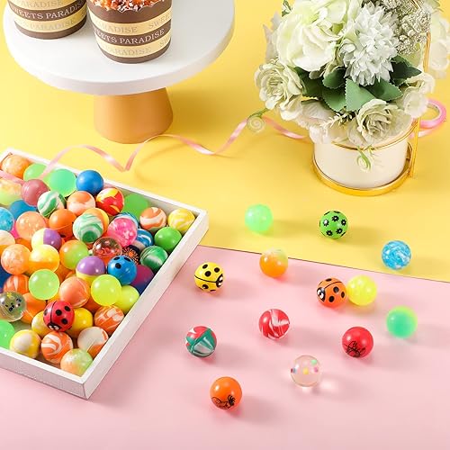 Miniatura 7 de Honoson Bolas inflables para niños, bolas de goma pequeñas de 1 pulgada, bolas de rebote de colores surtidos a granel para recuerdos de fiesta,