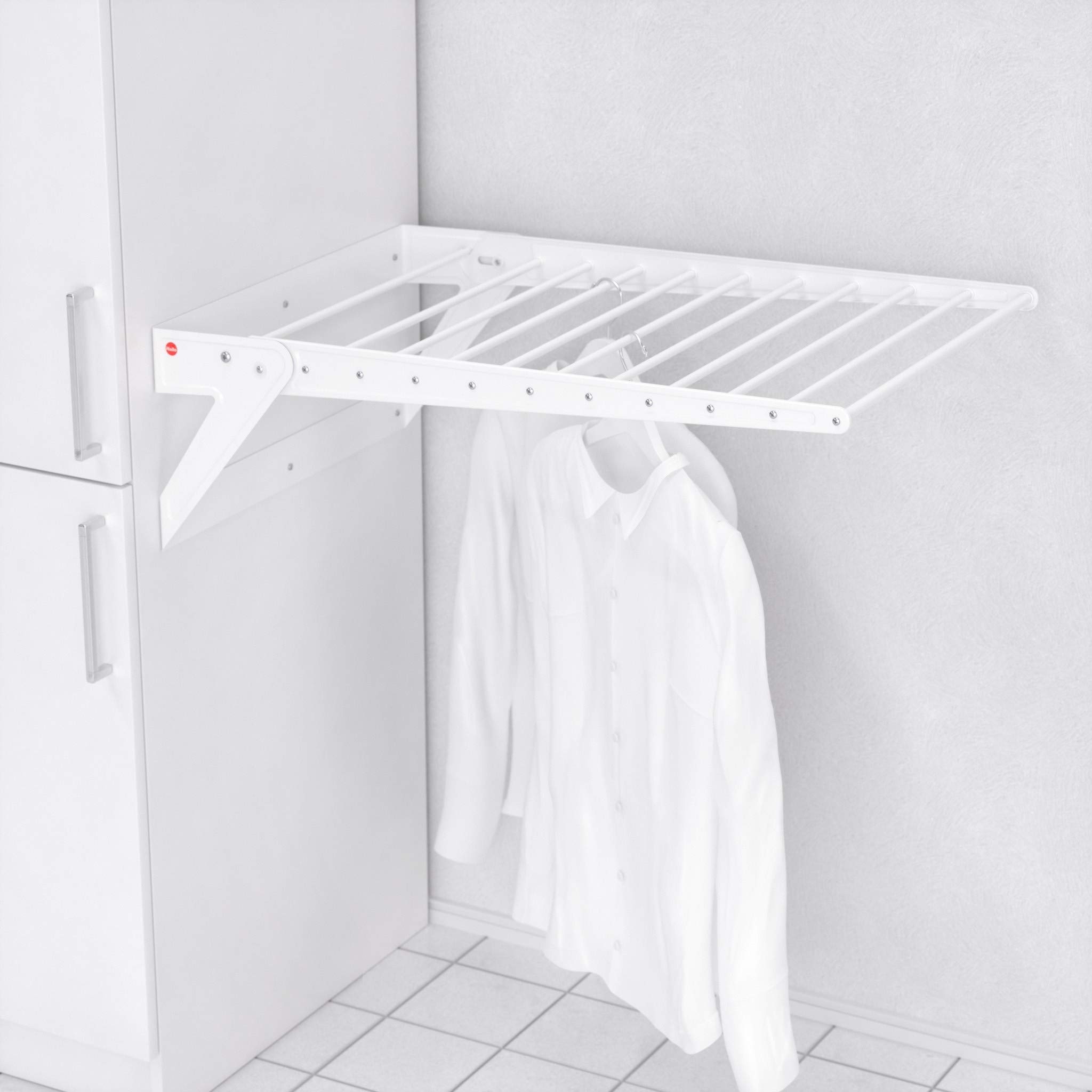 Hailo 3271901 Wäschetrockner | Klappbarer Wäscheständer | Wandschranktrockner aus Metall | Weiß | Platzsparend und massiv weiß | Laundry Area Systems