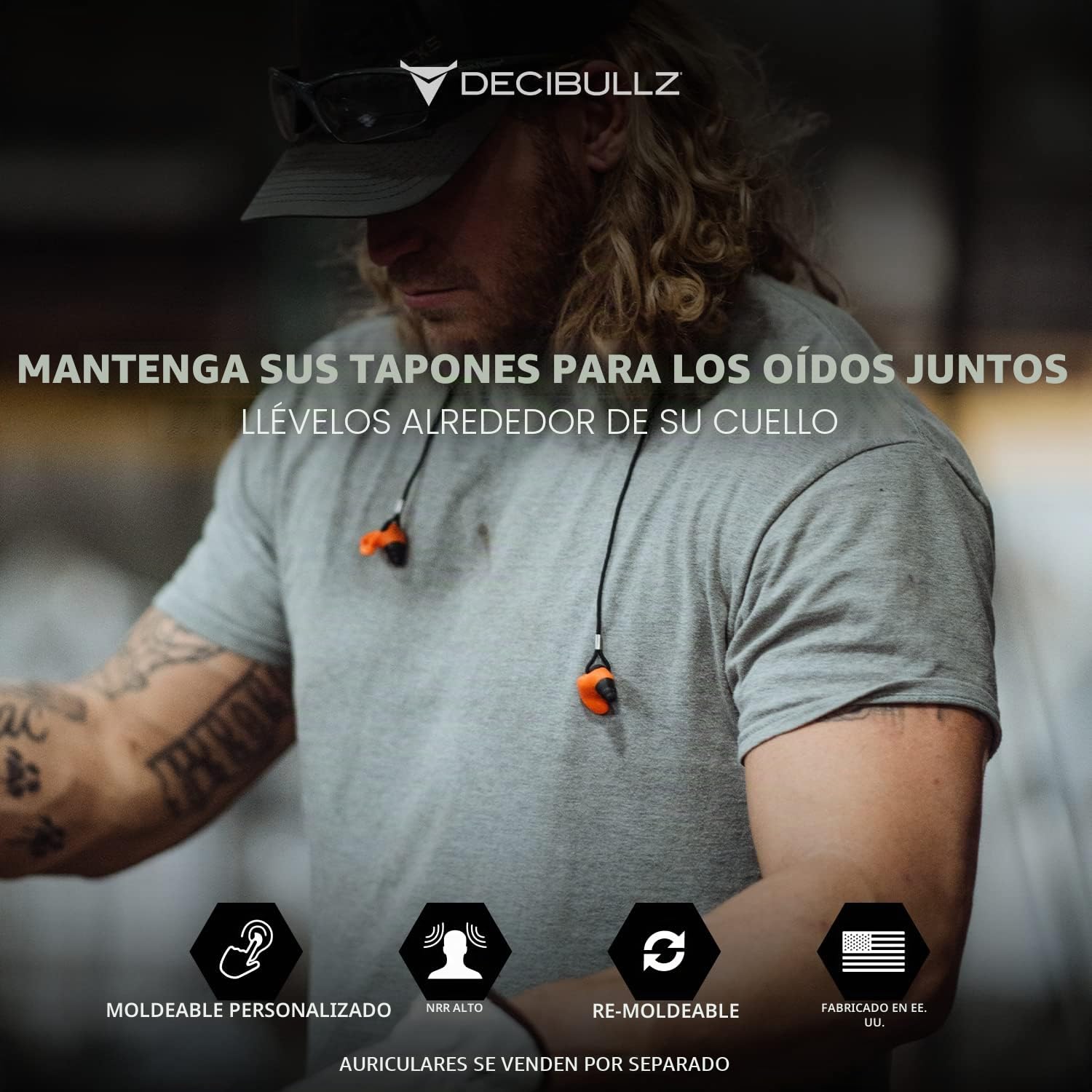 Decibullz - Cordón para tapones para los oídos