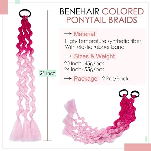 Miniatura 2 de Benehair Extensión de cola de caballo de burbujas para mujeres negras, extensión de cola de caballo larga trenzada estilo protector, extensión de