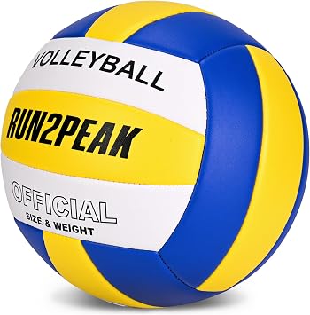 RUN2PEAK Soft Volleyball, Beach Volleyball Ball, Official Size 5 Volleyballs for Outdoor Indoor Pool Backyard Gifts for Teen Girls Youth Team Beginners Training Practice Volley Ball with Pump Needle