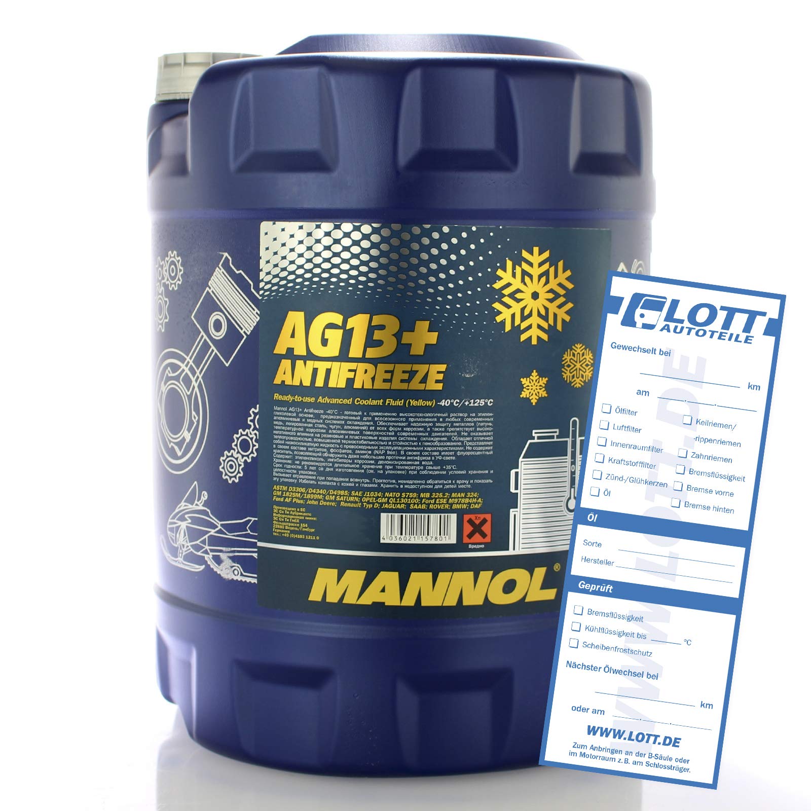 MANNOL MN4014-20 Anticongelante Liquido refrigerante Líquido anticongelante Refrigerante | Tecnología Híbrida Hoat, protege el aluminio, el latón y el cobre de la corrosión, cumple con ASTM D3306, AFNOR y SAE J1034