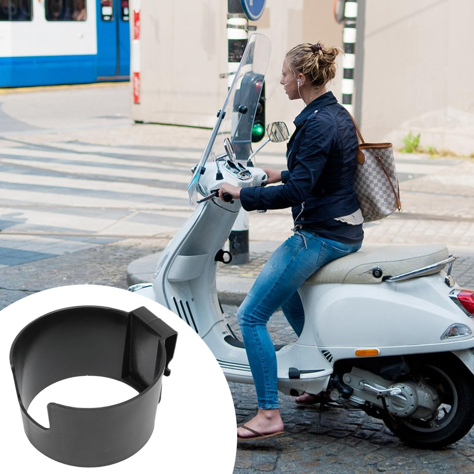 Porte-Gobelet Clip Pour Scooter & Cyclomoteur – Support Boisson ABS Robuste, Fixation Poche, Noir Mat