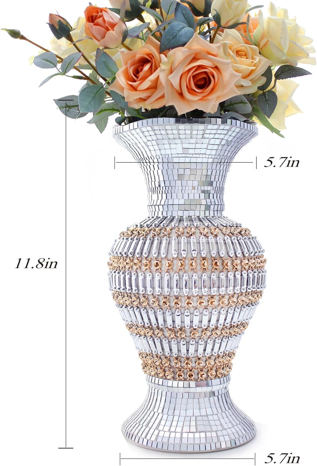 Winsterch Silver Gray Vases Home Decor,Modern Ceramic Decorative Flower Vase for Living Room,Dining Room,Bedroom,Hallway, Entryway,Office,Home Decoration,Unique Kitchen Decor Vases
