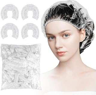 100Pcs Disposable Shower Caps Plastic Elastic Bath Cap,UK Extra Elastic Large Thick Clear Shower Cap for Women Kids Girls Waterproof Hair Caps for Home Use,Hotel,Travel,Spa and Hair Salon