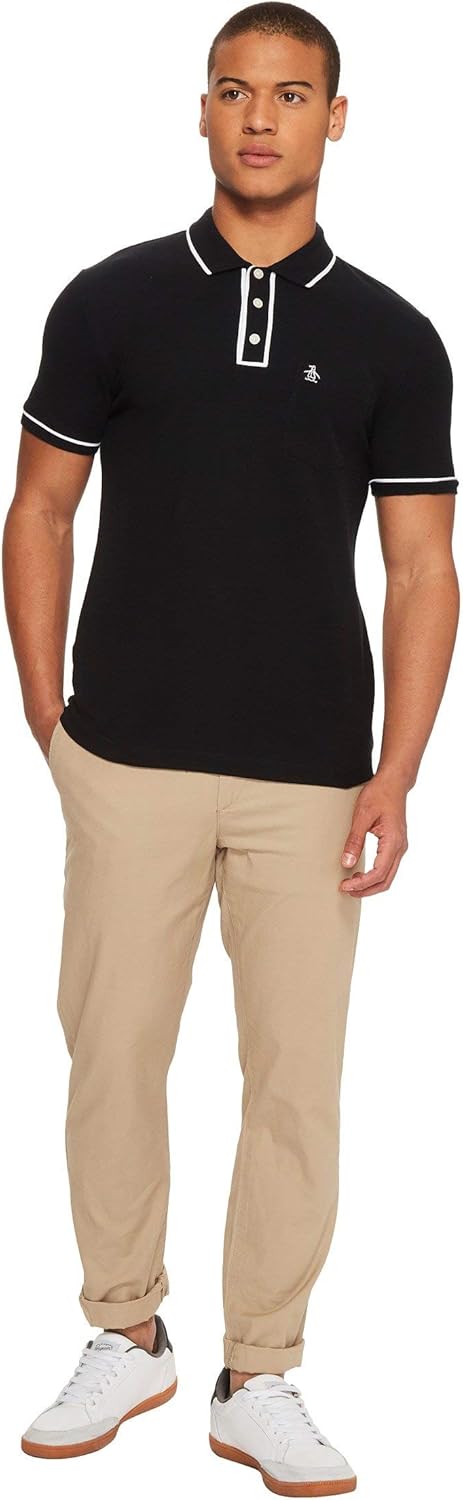 Original Penguin Men's Slim Fit Earl Polo Shirt (Sizes S-XXL) Small True Black/White Basic