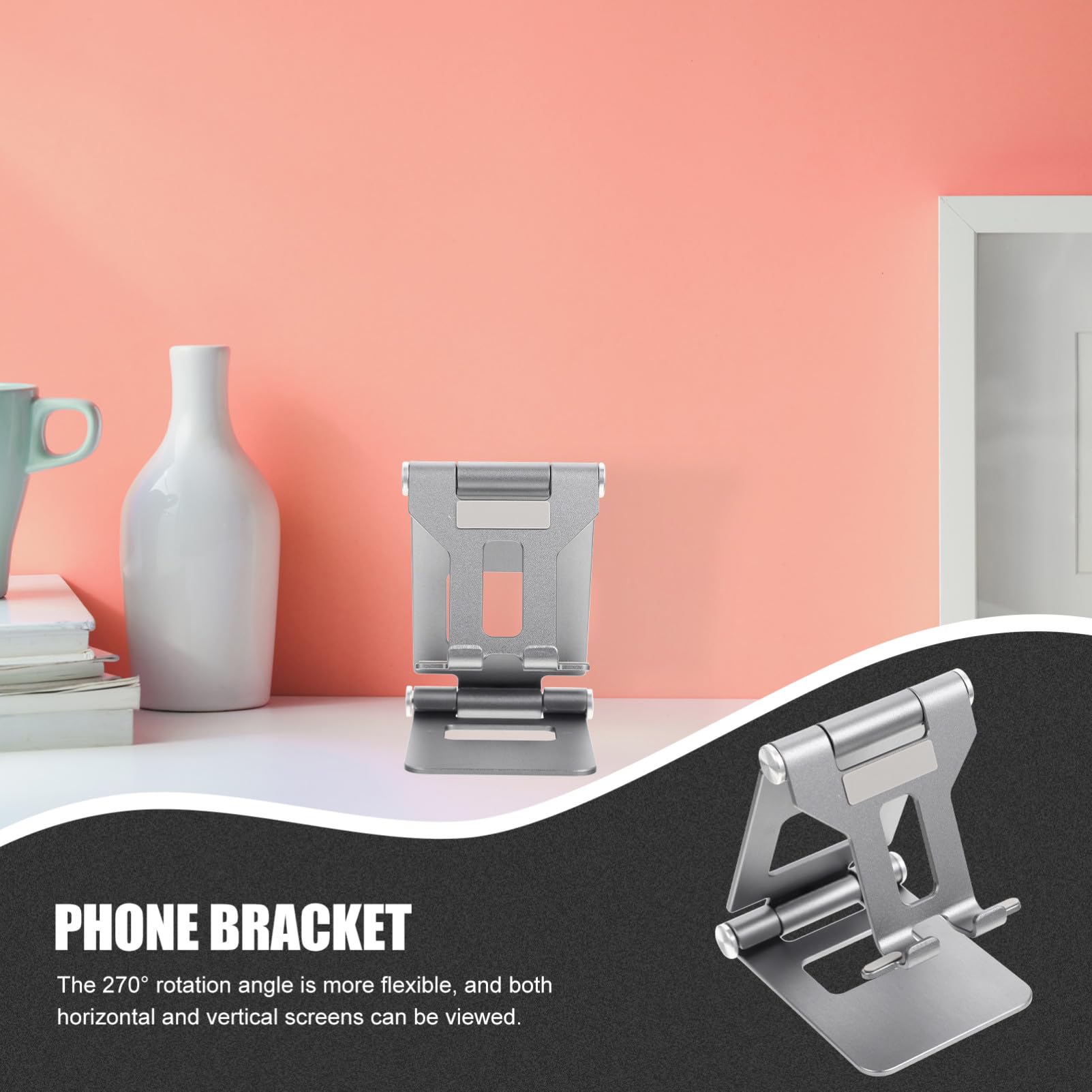 5 Piezas Soporte Móvil y Tablet Plegable Soporte Metálico de Escritorio Resistente y Estable para Smartphones y Tablets Diseño Portátil Gris para Cómodo
