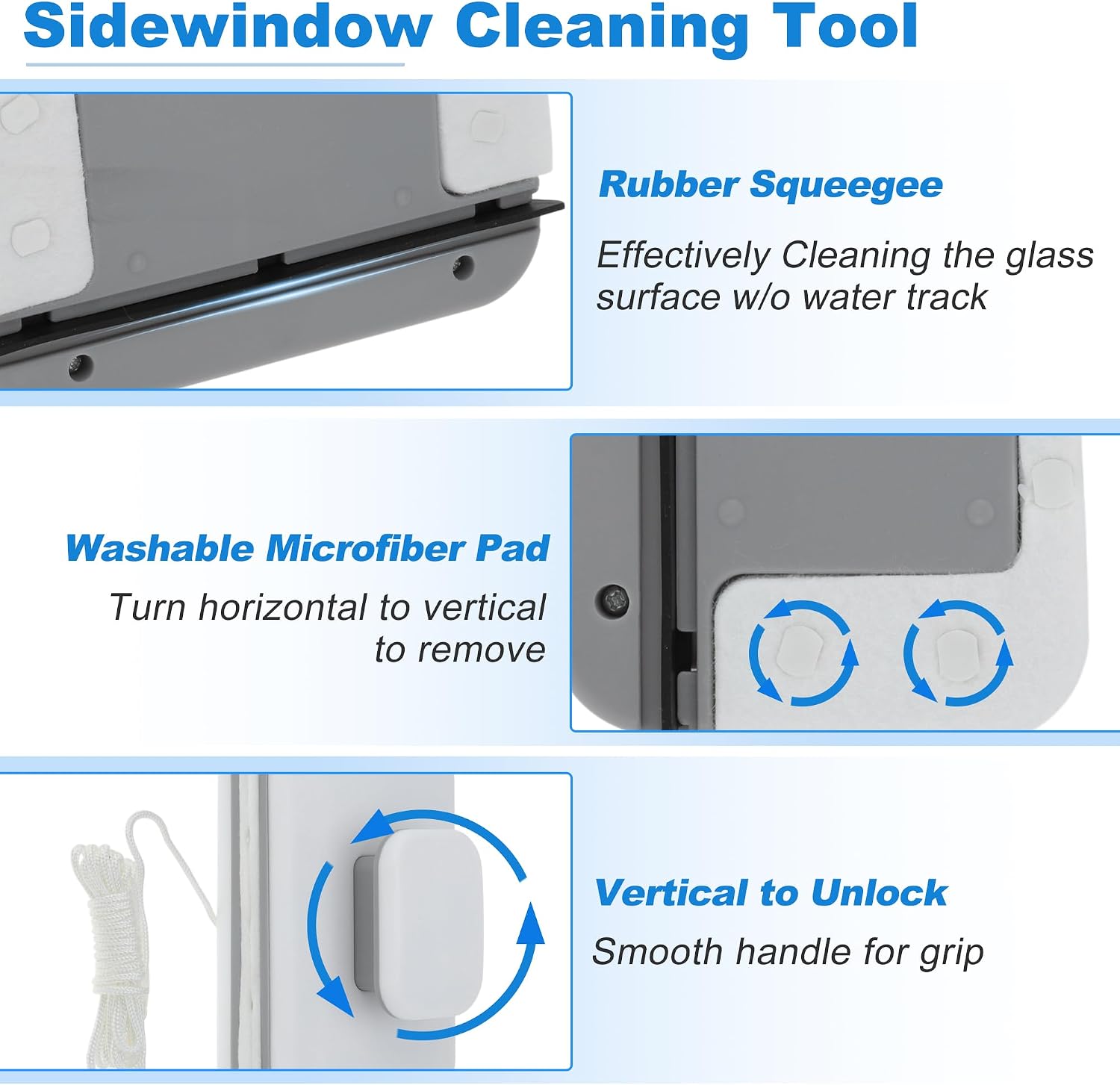 Magnetic Windshield Cleaner Tool, Double-Sided Window Cleaner Tool, Magnetic Glass Wiper for Car/High Rise/Windshield/Sidewindow/Sliding Door Glass Thickness 3-10mm/0.12-0.4inch