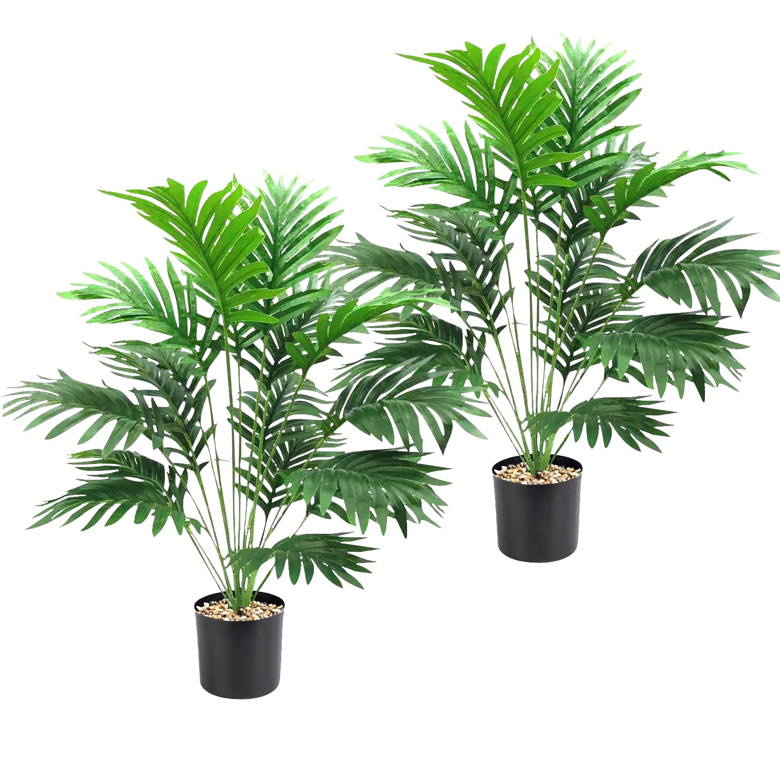 Cnwinu Simulated Artificial Plants Indoor 2Pcs,Large Faux Artificial Palm Tree Tall Plastic Plants for Office Home Garden Indoor Outdoor Decor(Large Palm Trees)