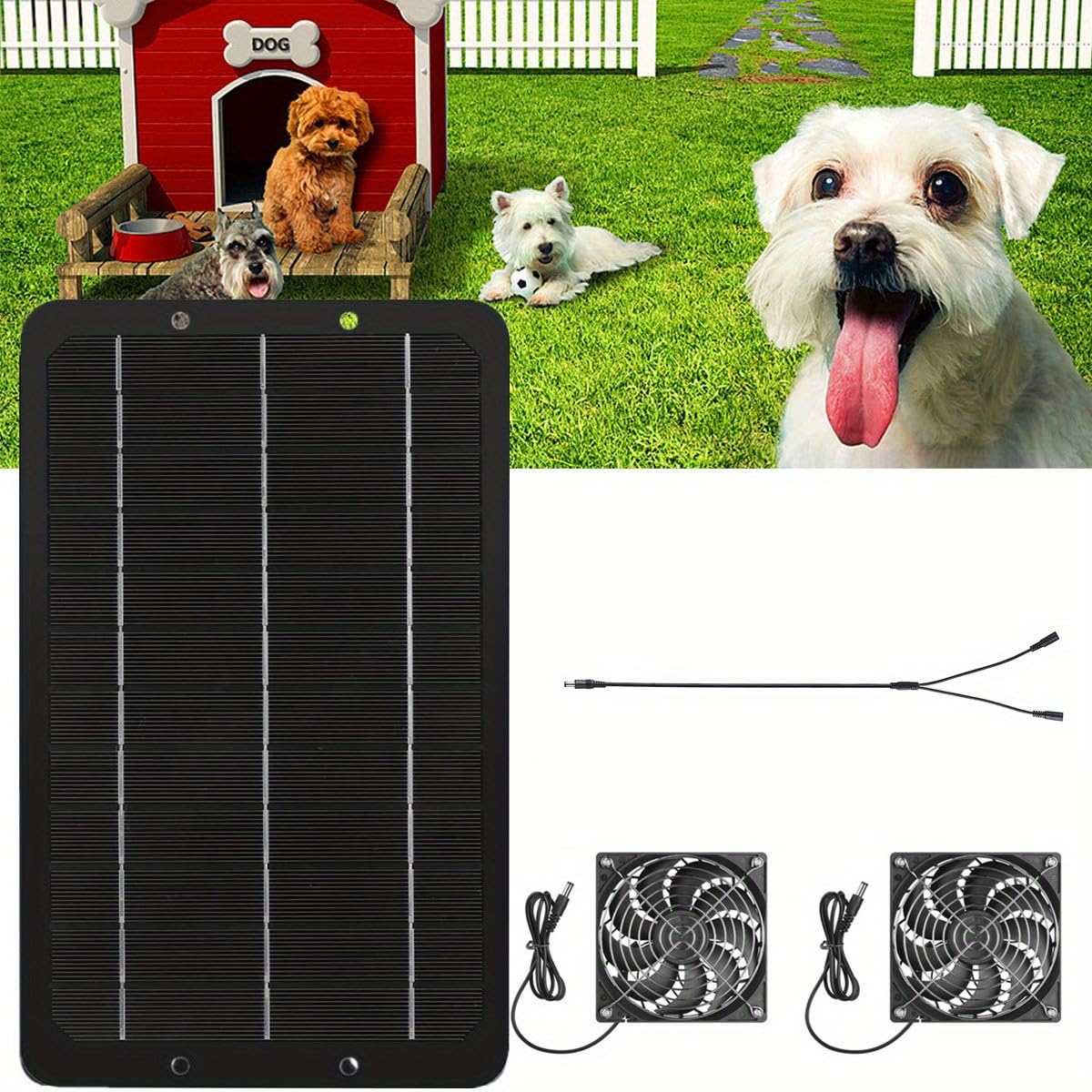 Kit de Ventilador Solar 10W, Ventilación Dual Impermeable, Carga Automática para Gallineros, Invernaderos y Cobertizos