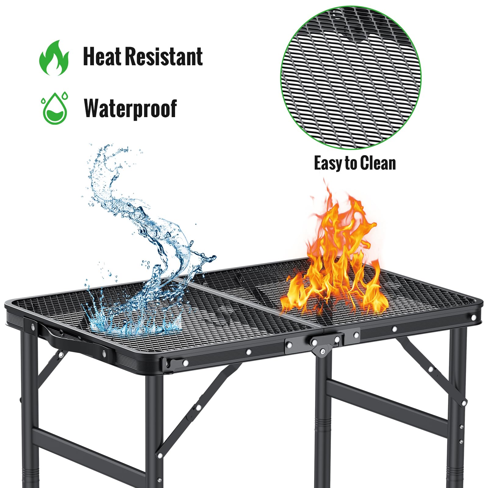GARLLEN Opvouwbare campingtafel, picknicktafel in hoogte verstelbaar, lichtgewicht draagbare aluminium grilltafel (22,8 inch L x 15,7 inch B (3 hoogte)) voor buiten, tuin, barbecue, dineren en koken