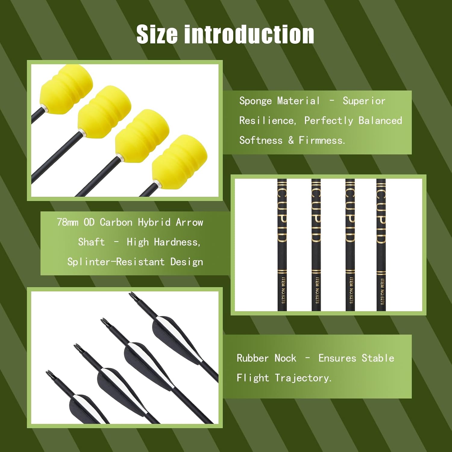 30 Inch Foam Tipped Arrows, 6/12 Pcs Removable Sponge Tip Archery Practice Arrows with Archery Carbon Bow for Compound Bow, Hunting Practice, Combat Game, Training