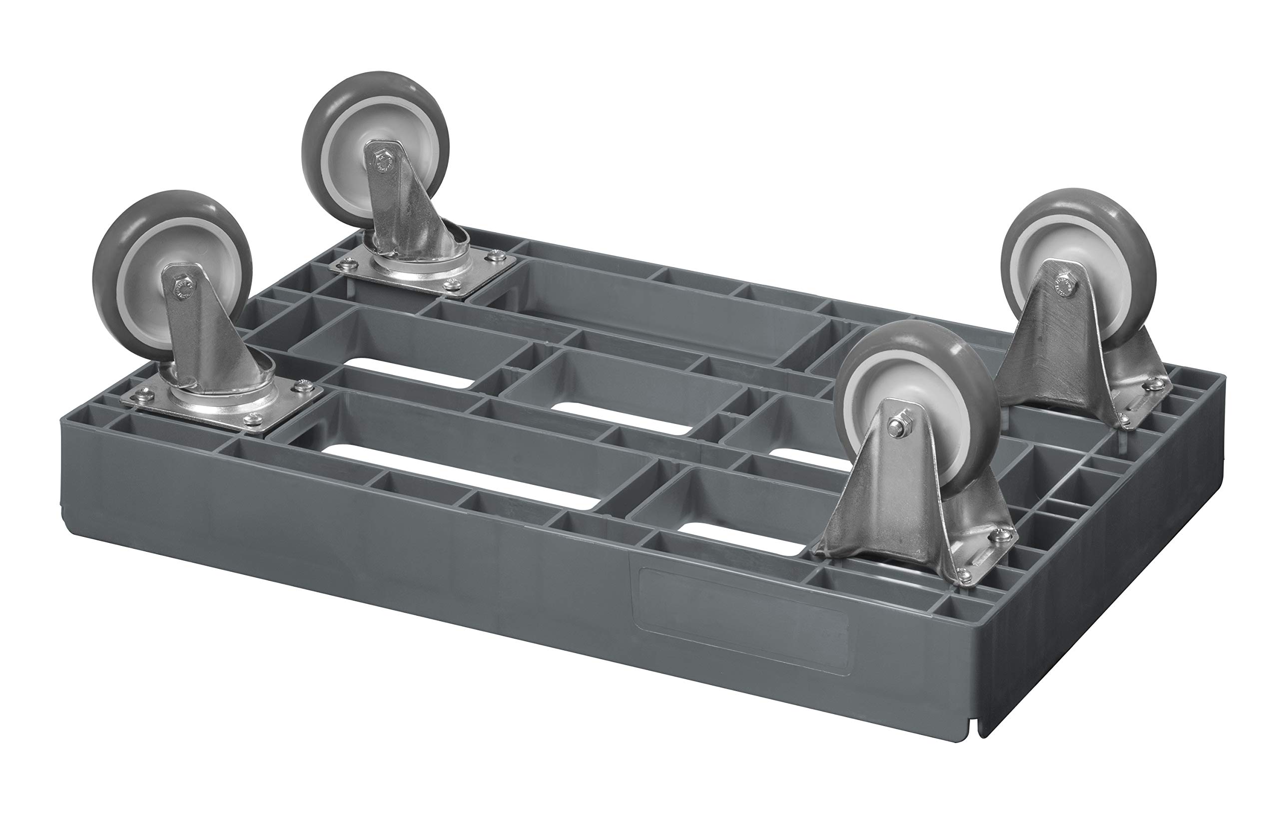 5 Stück Transportroller für Kisten 60 x 40 cm mit 2 Bock- und 2 Lenkrollen in grau