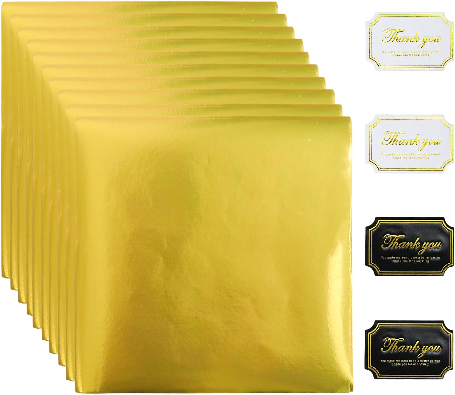 100Pcs 5.9Inch Square Chocolate Bar Wrappers, Gold Foil Paper