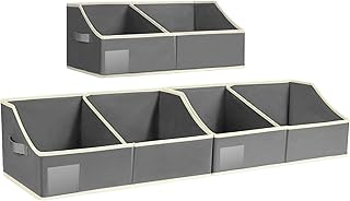 Trapezoid Storage Bins, Closet Storage Bins for Closet, Fabric Storage Baskets with Handles, Closet Organizers Storage Boxes for Organizing Clothes, Toys, Books, 3 Packs, Grey