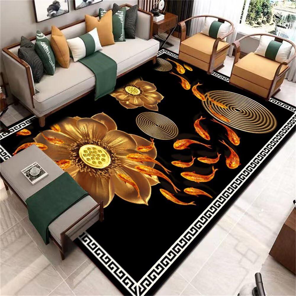 Tapis exterieur entree anti glisse 100x150 cm noir et jaune salon