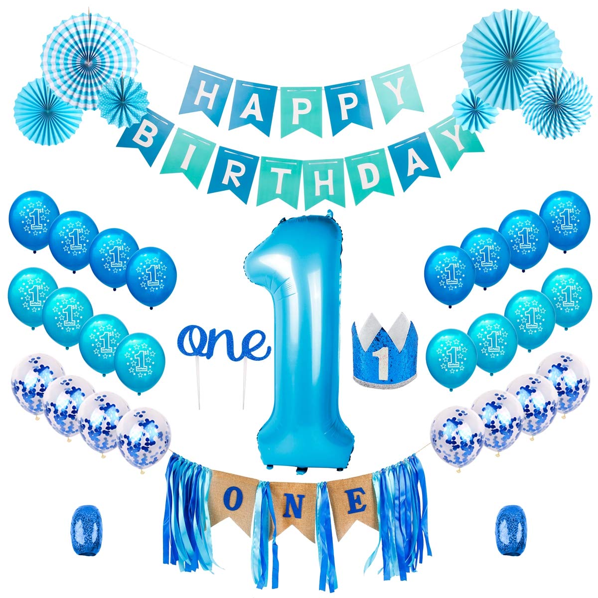 Buy QIFU 1st Birthday Boy Decorations Kit Baby Boy First Birthday
