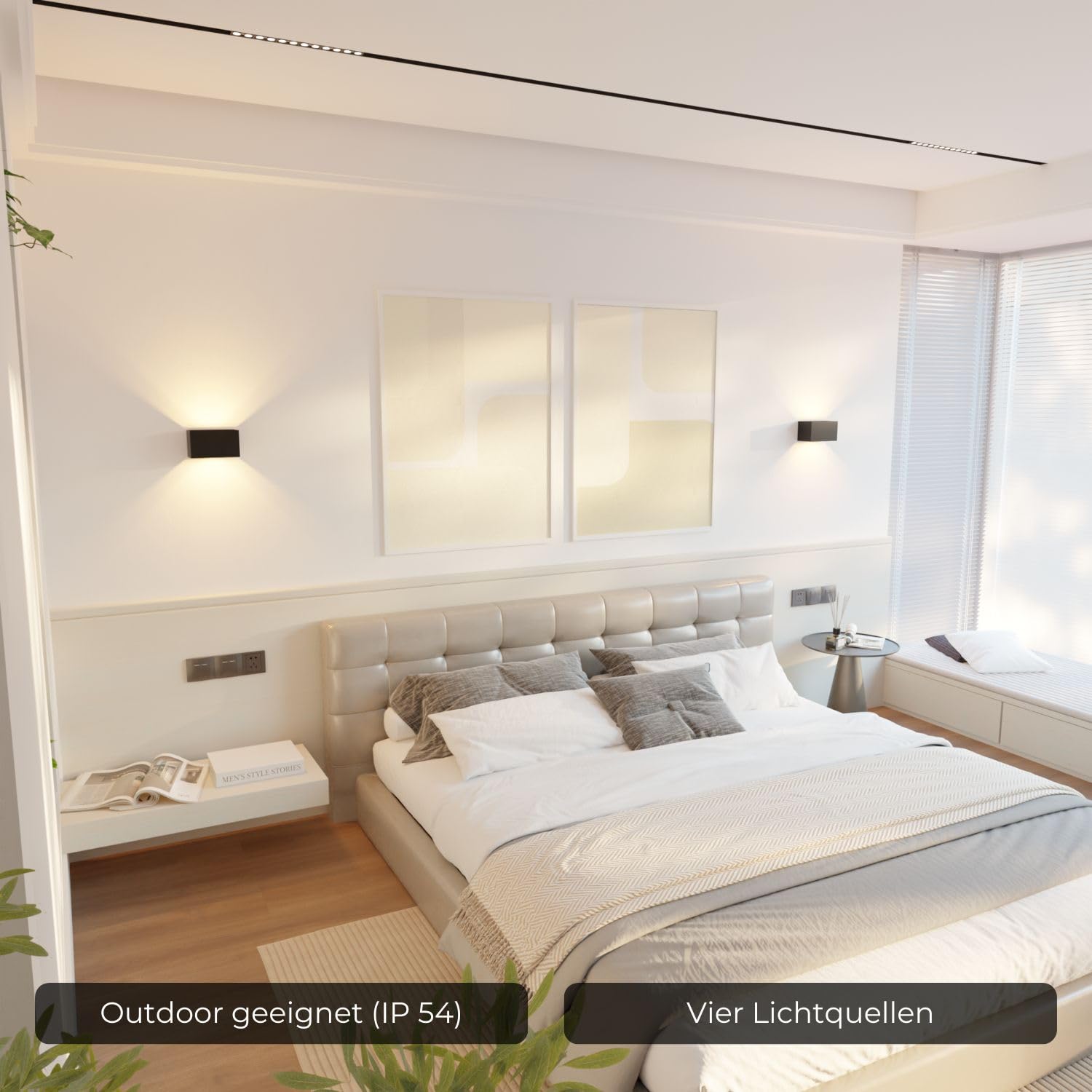 Deckenleuchte 'Teja' LED warmweiß 2700 K Up Downlight nicht dimmbar Aluminium Fassadenleuchte Außenlampe Innenleuchte Wandlicht modern Schwarz