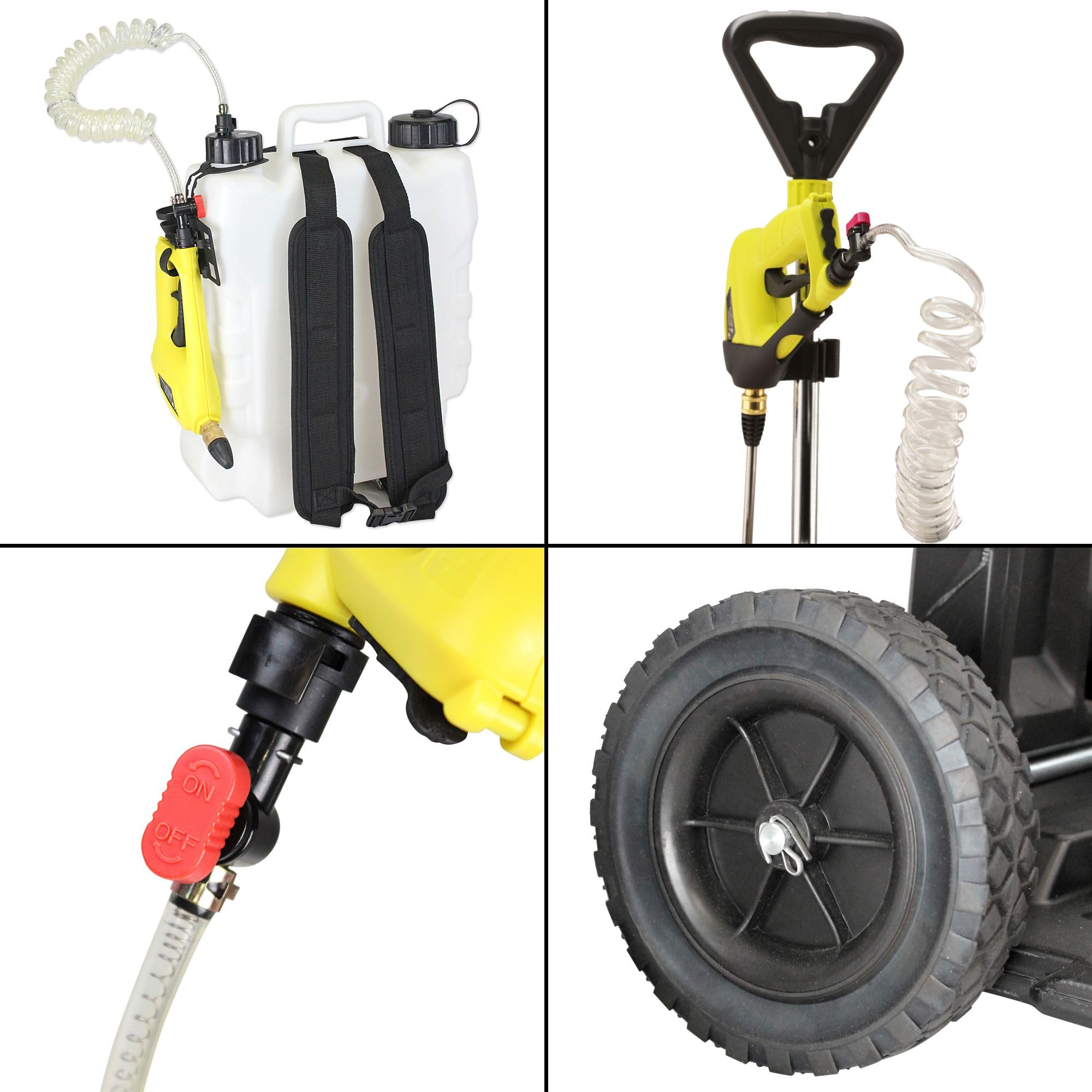 FISHTEC - Pulvérisateur Électrique 16 L sur roulettes - Batterie Rechargeable Autonomie 40 Minutes Lance 40 cm Tuyau Extensible - Pulvérisation Jardin Toiture Terrasse Entretien Extérieur