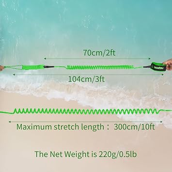 KOETSU Premium Paddle Board Leash - 10ft SUP Ankle Safety Rope, 7mm Thick Surfboard Leash for Longboard, Stand Up Paddle Board Accessories, SUP Replacement Leg Rope
