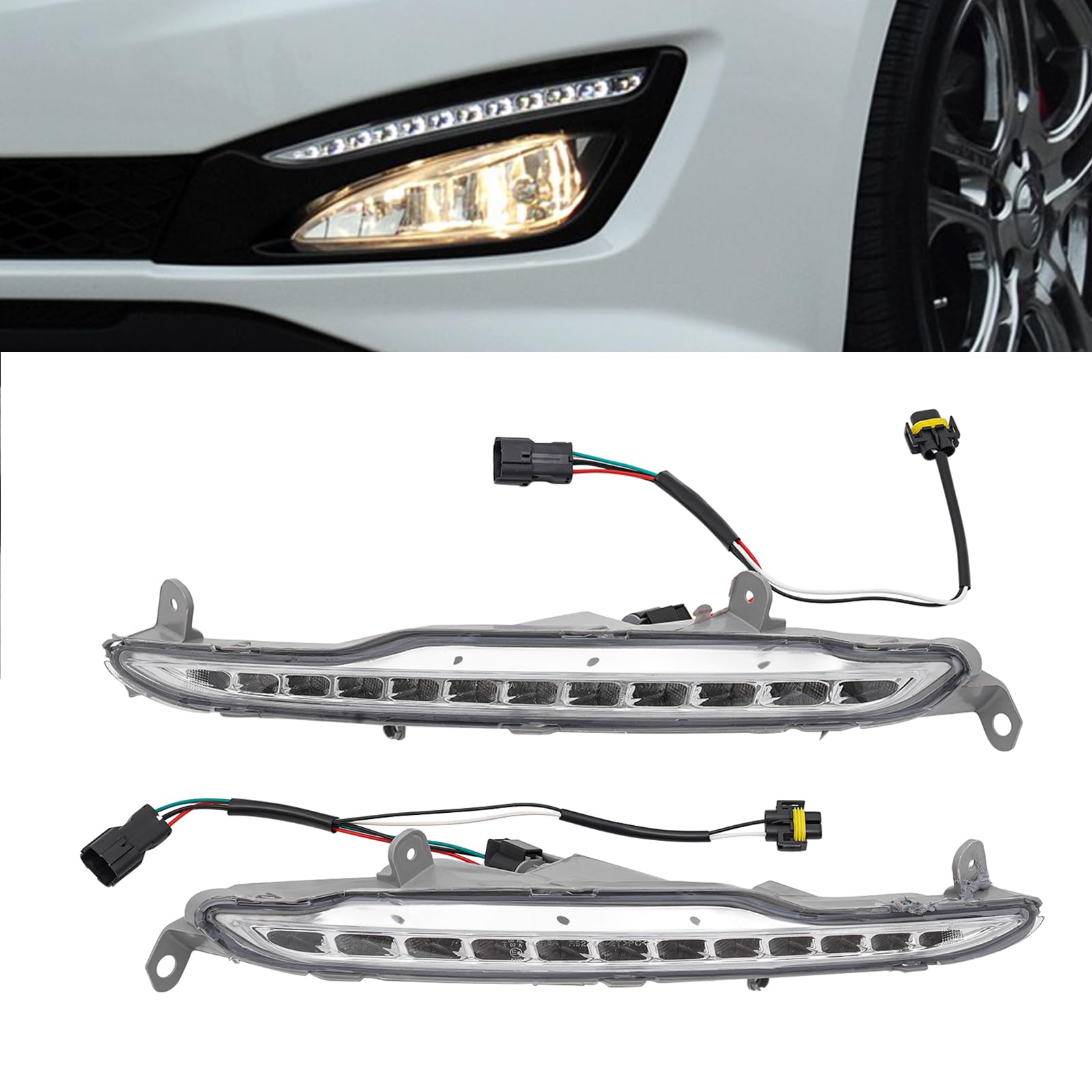 Namiose Front Bumper Driving LED Daytime Running Light Clear Lens Front Bumper Fog Light Driving Lamps Accessories for 2011-2014 K5 Optima