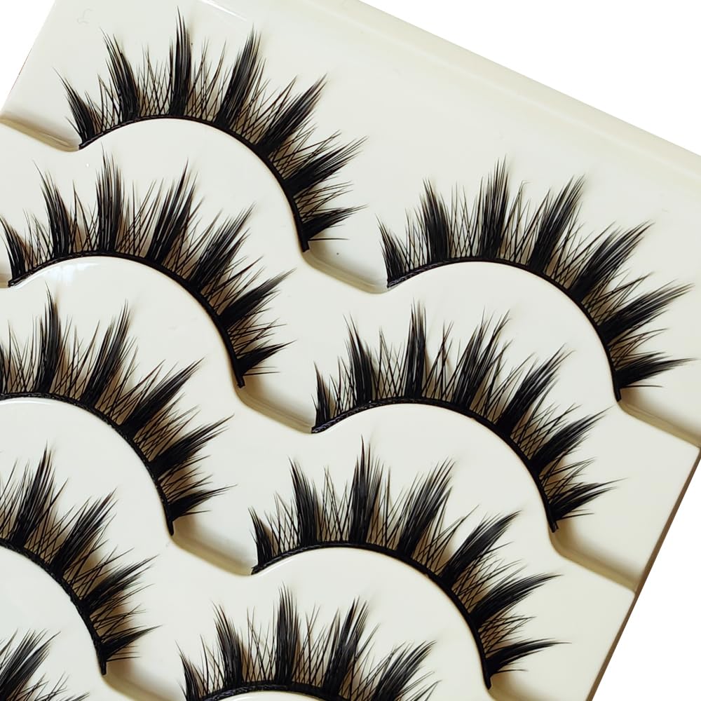 Makeup5 Pairs Manga False Eyelashes Soft Thick Daily Dating Fake Eye Lashes Extension Little Devil Japanese Style