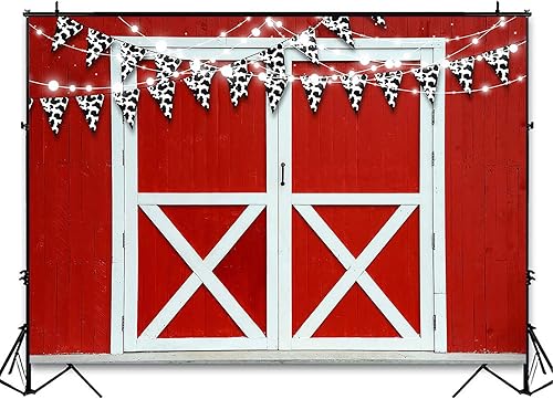 Miniatura 3 de Avezano Decoraciones de fiesta de granja, telón de fondo de puerta de granero, temática de animales de granja, pancarta para fiesta de cumpleaños,