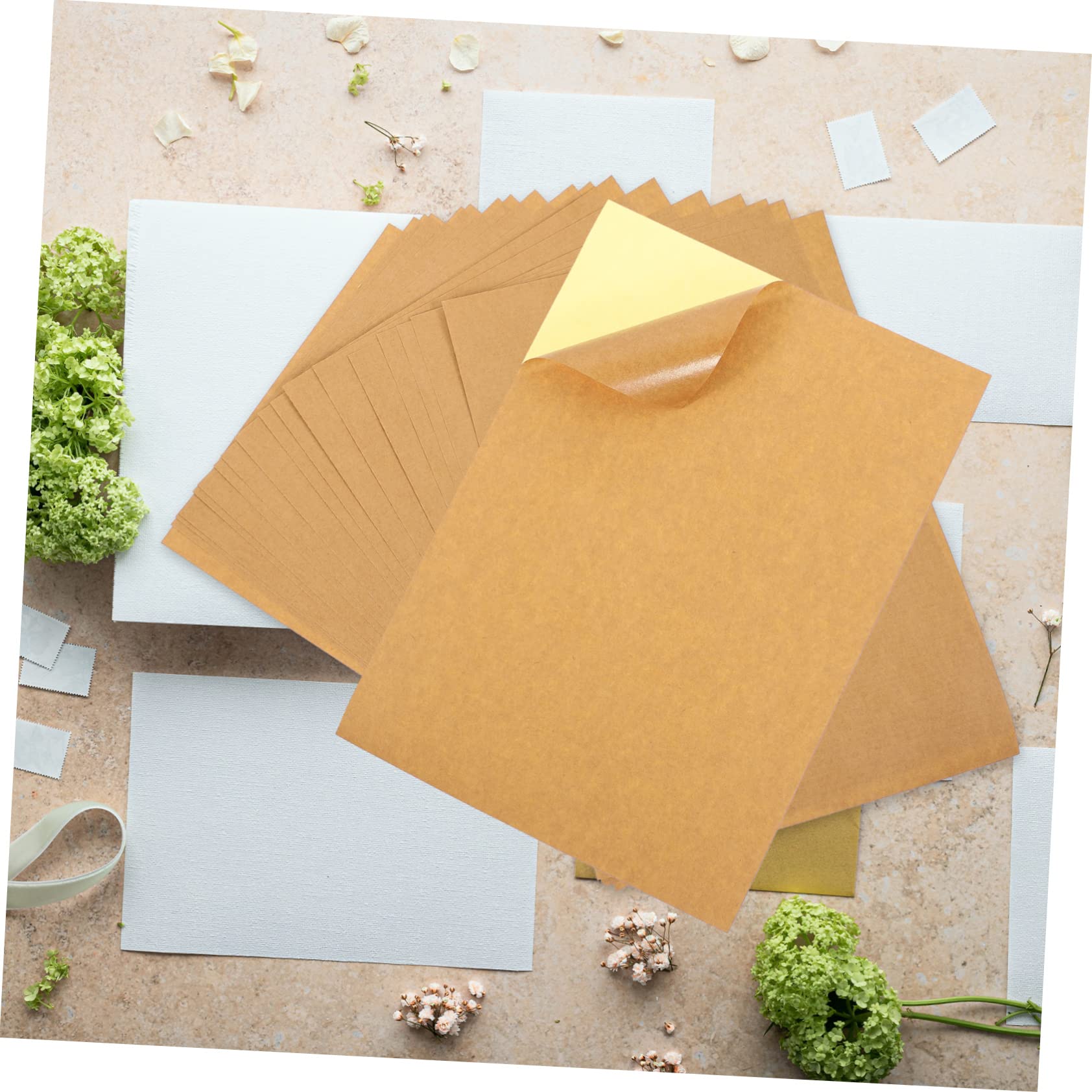 Papier Autocollant Étiquettes Kraft A4 100 Feuilles pour Imprimante