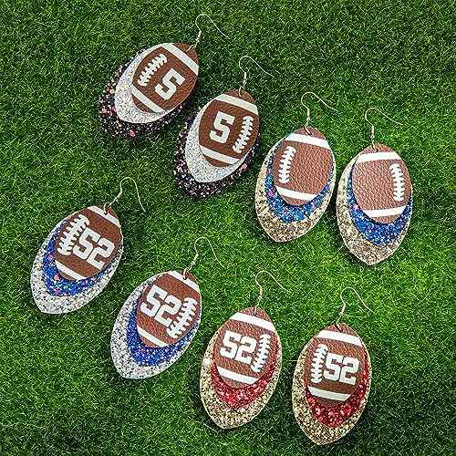 callie Personalized Football Earrings for Women Dangle, Custom Glitter Football Leather Jewelry Earrings with Number Name, Gifts for Football Sport Lovers2