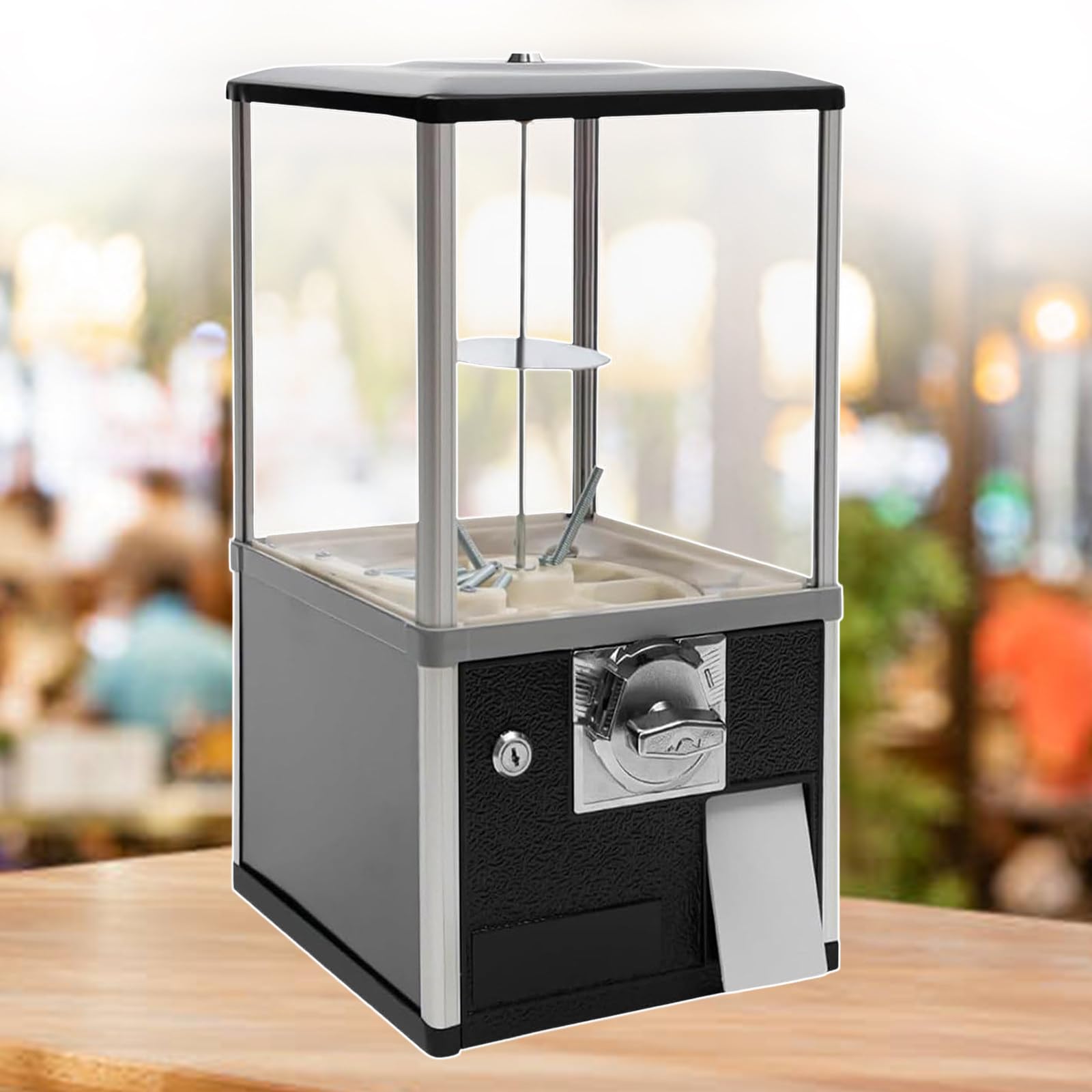Automat z cukierkami, dozownik gumy do żucia na monety z zamkiem i kluczem do kulek kapsułkowych (4,5-5,5 cm), idealny do użytku domowego i komercyjnego