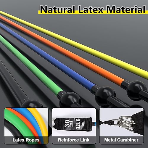 Vista 14 de Resistance Bands Set, Workout Bands with Handles, Door Anchor, Ankle Straps and Carry Bag, Exercise Bands for Shape Body and Home Workouts Variado