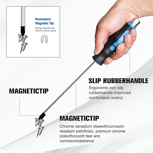 Miniatura 4 de Juego de destornilladores magnéticos de 12 piezas, juego de destornilladores resistentes con cuchillas de acero de alta resistencia, mango de nivel
