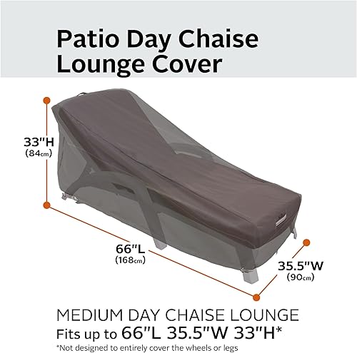 Miniatura 3 de Classic Accessories 55-162-035101-EC Ravenna - Funda para tumbona para patio, tamaño mediano, 66 pulgadas de largo x 35.5 pulgadas de ancho x 33