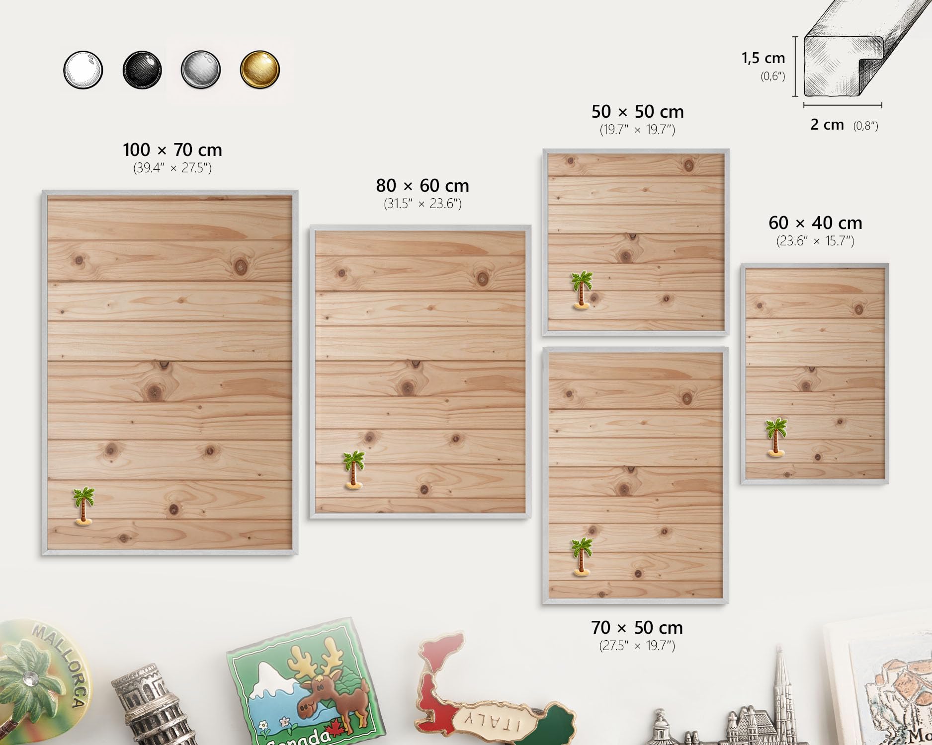 Pizarra de Pared para el Menú del Día 50x50 Modello in legno Marco Plateado | Pizarra | Organizador | de Pared | Tablón | Anuncios | Decorativo | Recordatorio | Notas | Planificador | Semanal | Menú