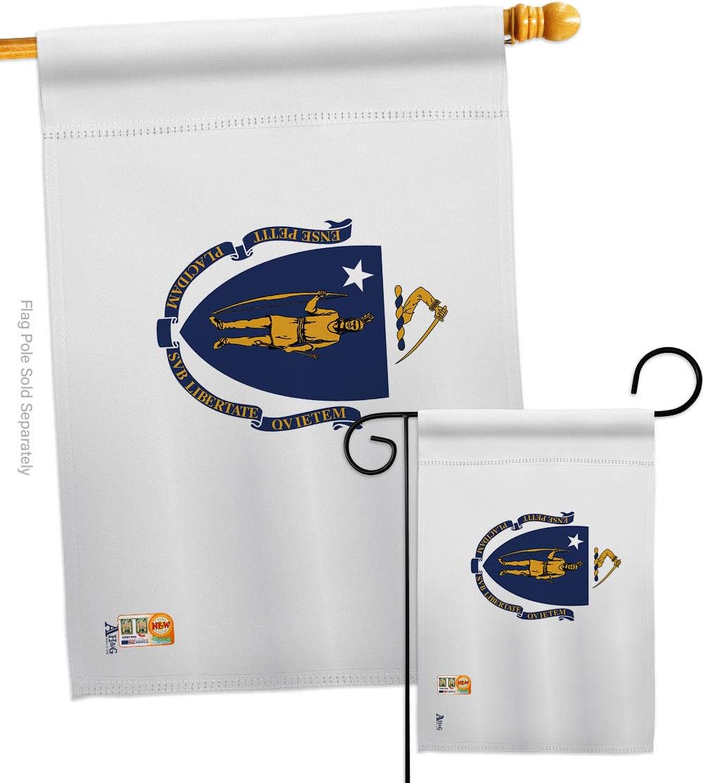 Massachusetts Garden House Flags Set Americana States USA American Territories Republic Country Particular Area Small Decorative Gift Yard Banner Made In 28 X 40