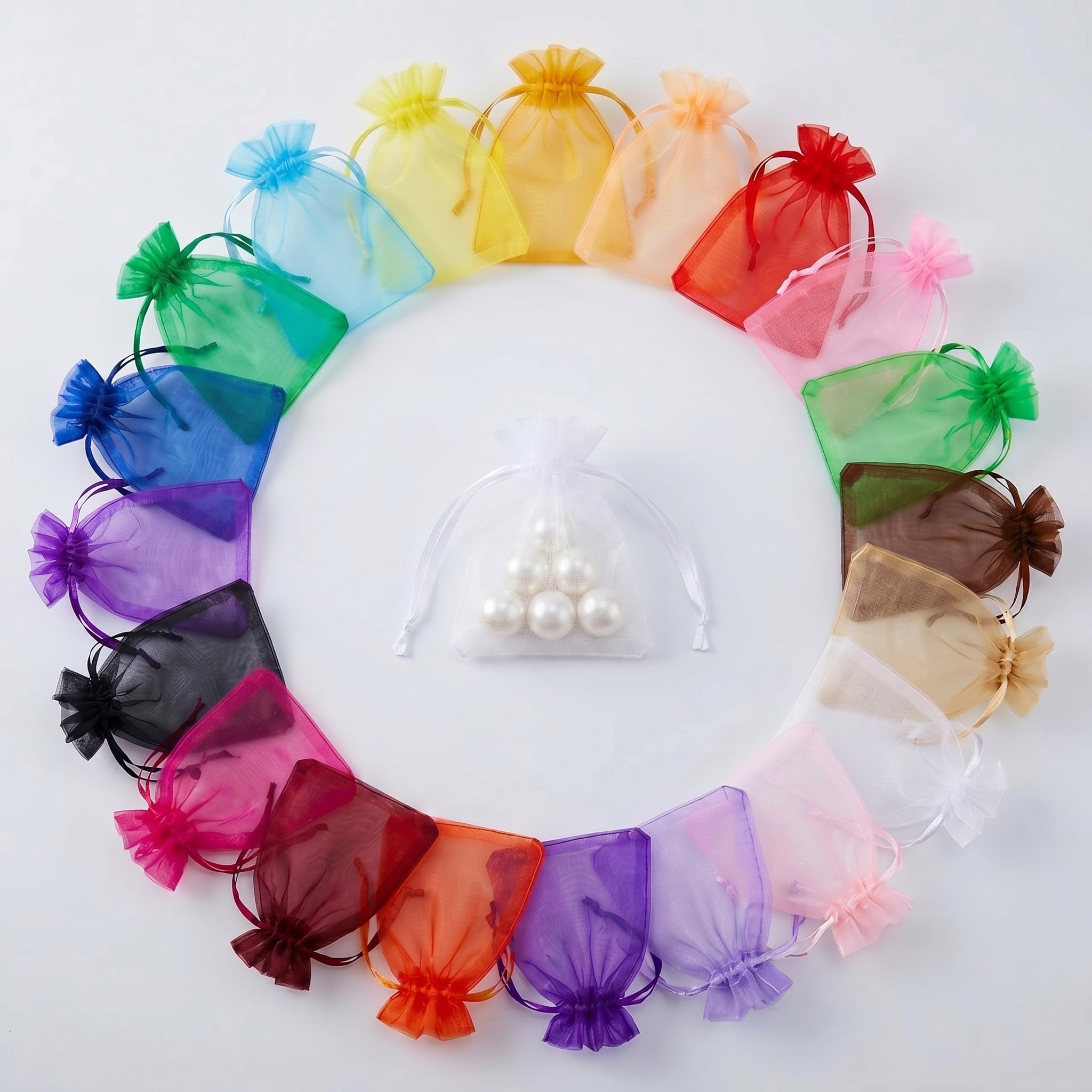 Nuogo 500 Pcs Small Organza Bags Bulk, Drawstring Gift Bags,4 x 5.9 Inch