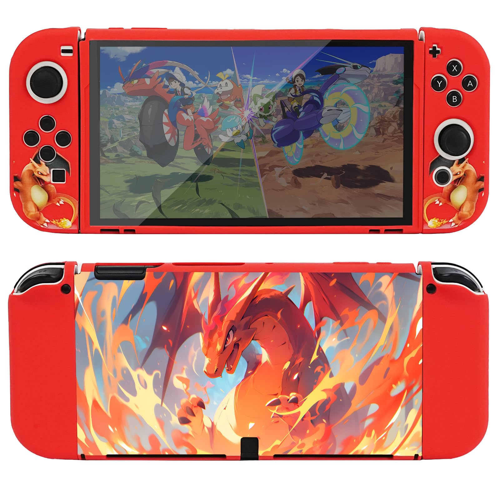 TIKOdirect Protective Case for Switch OLED, Soft Skin with Pretty Cool Pattern Compatible with Switch OLED, for Game Accessories Slim Cover for Console, Red