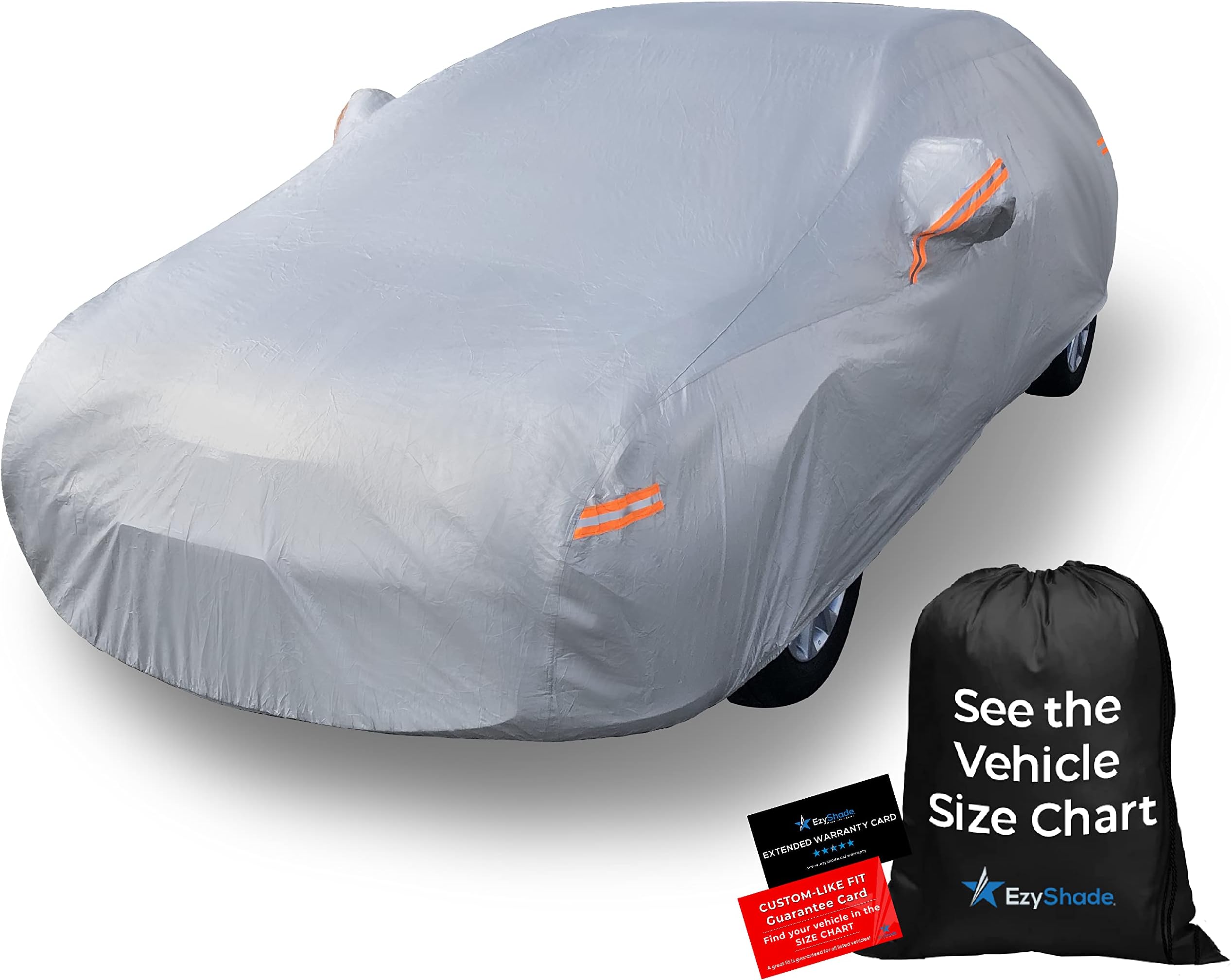 EzyShade 10-Layer Car Cover Waterproof All Weather. See Vehicle Size-Chart for Accurate Fit. Outdoor Full Exterior Covers for Automobiles Sedan Hatch SUV Rain Sun Protection