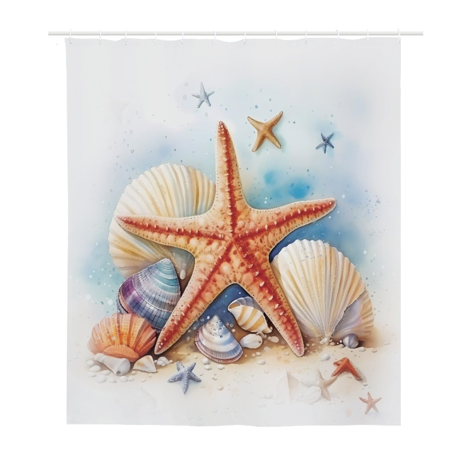 Rideau de douche anti moisissure 200x240 cm imperméable à motif coquillage jaune