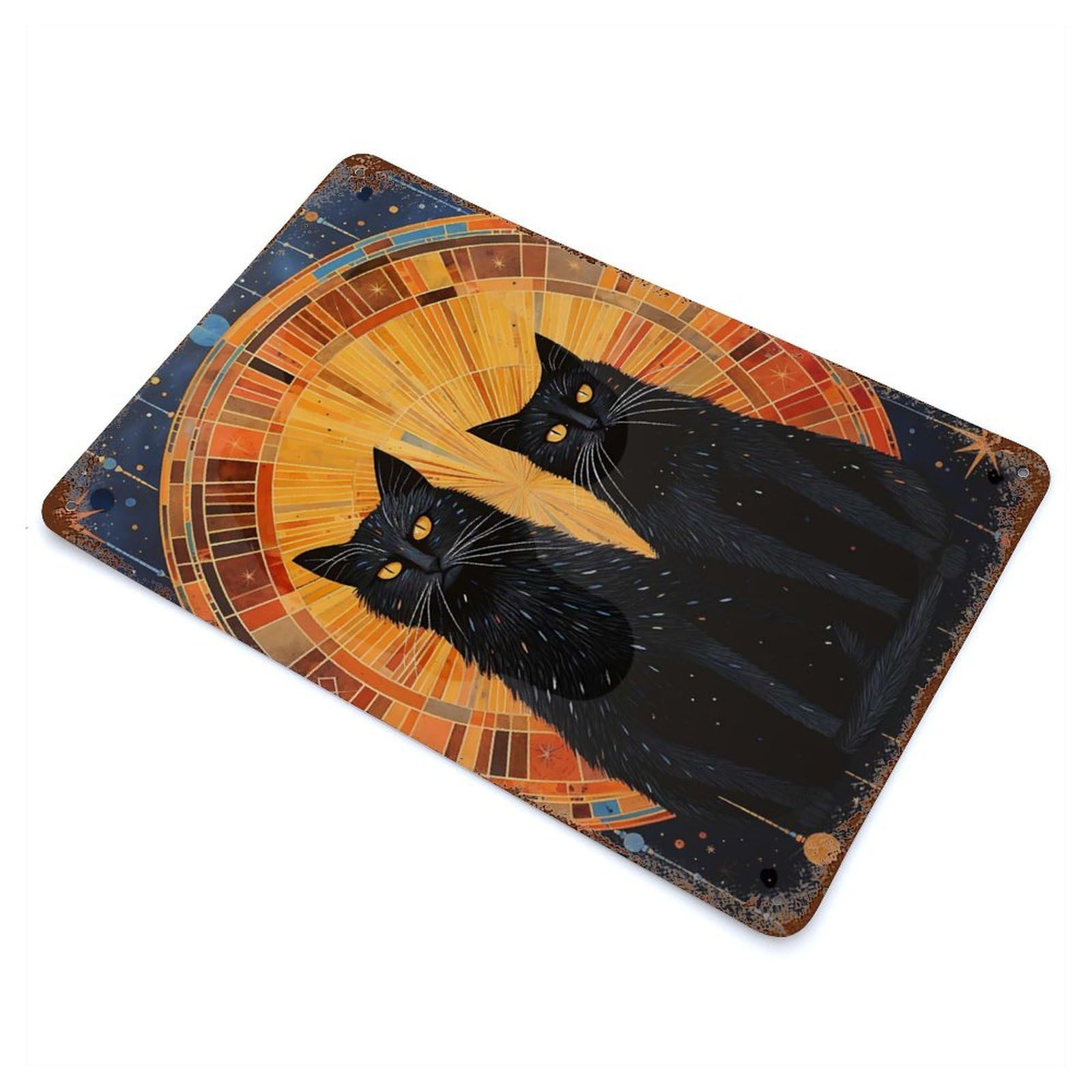 Cosmic Cats Vintage Metal Tin Sign 11.8"x7.9", for Cafe, Home Bar And Lounge Decor, Vintage Wall Decor