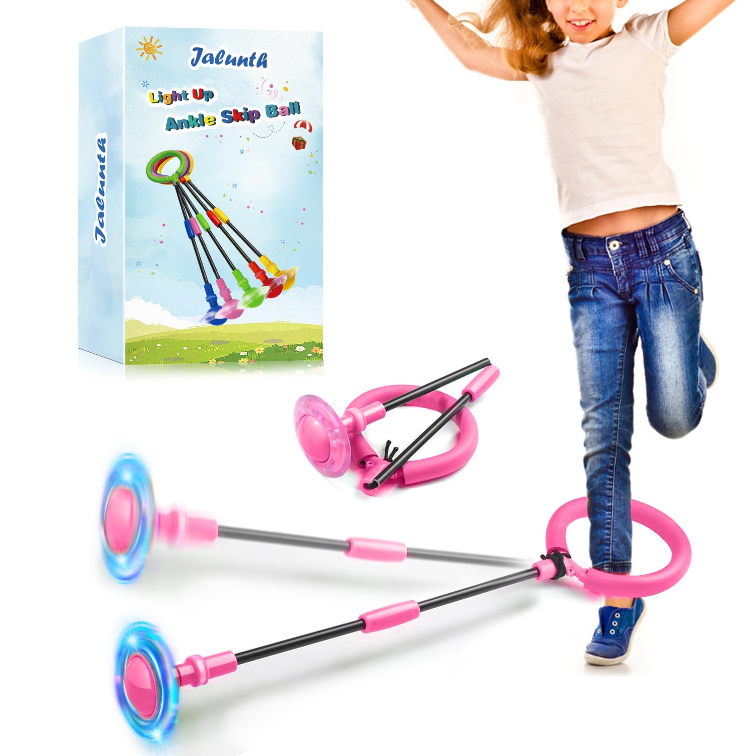 Jalunth Springring Toupie De Pied Lumineuse - Roue Oscillante Extérieure Pour Enfants & Adultes - Jouet Clignotant Sans Pile - Cadeau Noël
