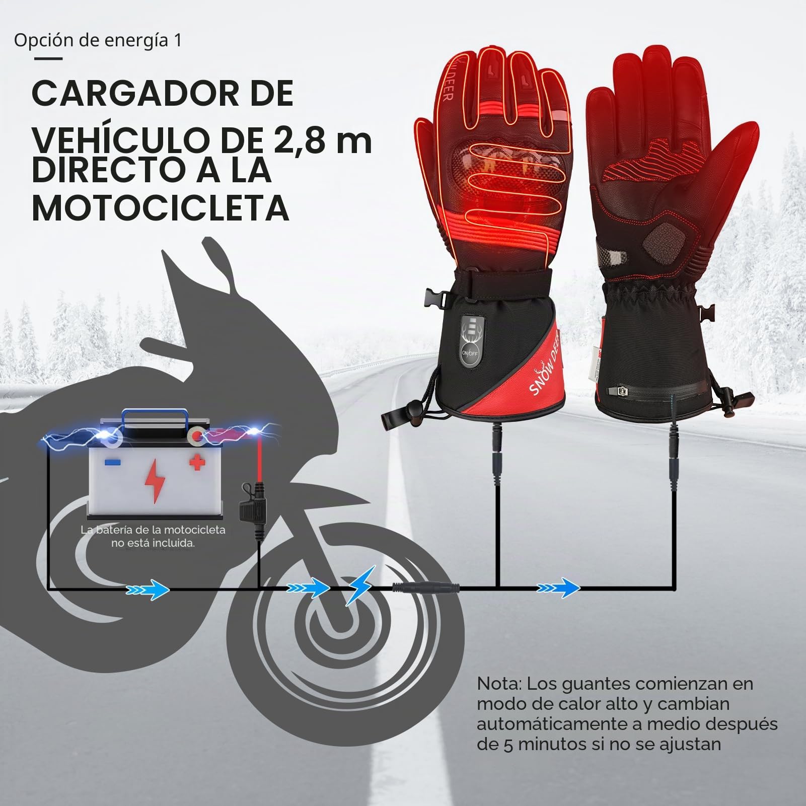 SNOW DEER Guantes calefactados,Guantes de motocicleta,Batería de litio recargable Guantes de esquí para hombre mujer,Esquí Caza Equitación Ciclismo Camping