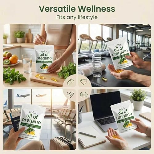 Miniatura 4 de Aceite de cápsulas blandas de orégano, 2 en 1, formulado con aceite de semilla negra, carvacrol y timoquinona de 4 veces más fuerza, sin OMG, 180