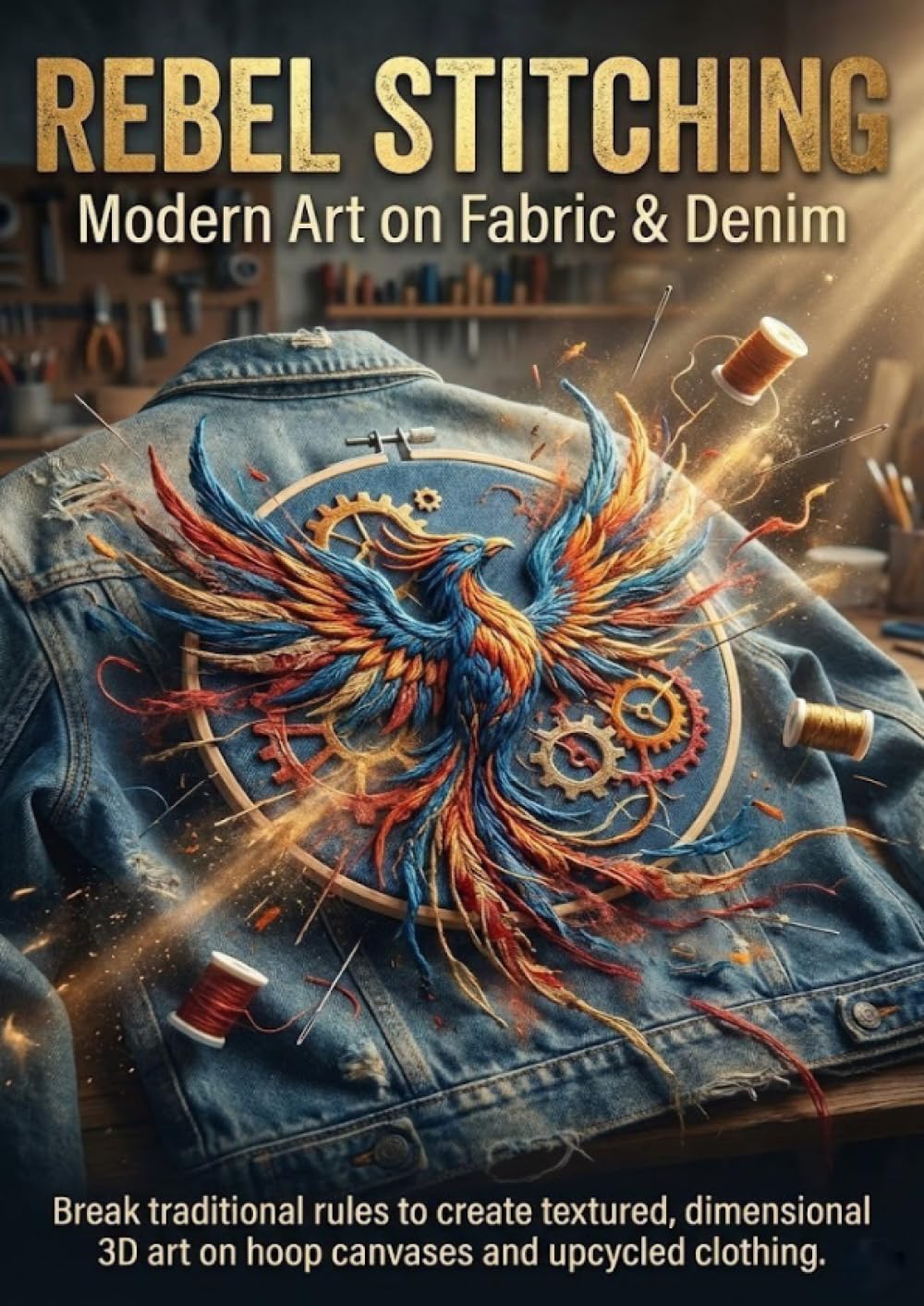 Rebel Stitching: Modern Art on Fabric & Denim: Break traditional rules to create textured, dimensional 3D art on hoop canvases and upcycled clothing.