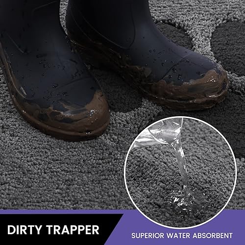 Miniatura 3 de Tapete para puerta de interior, tapete para perros para patas fangosas, súper absorbente, alfombra de entrada de bajo perfil con parte trasera