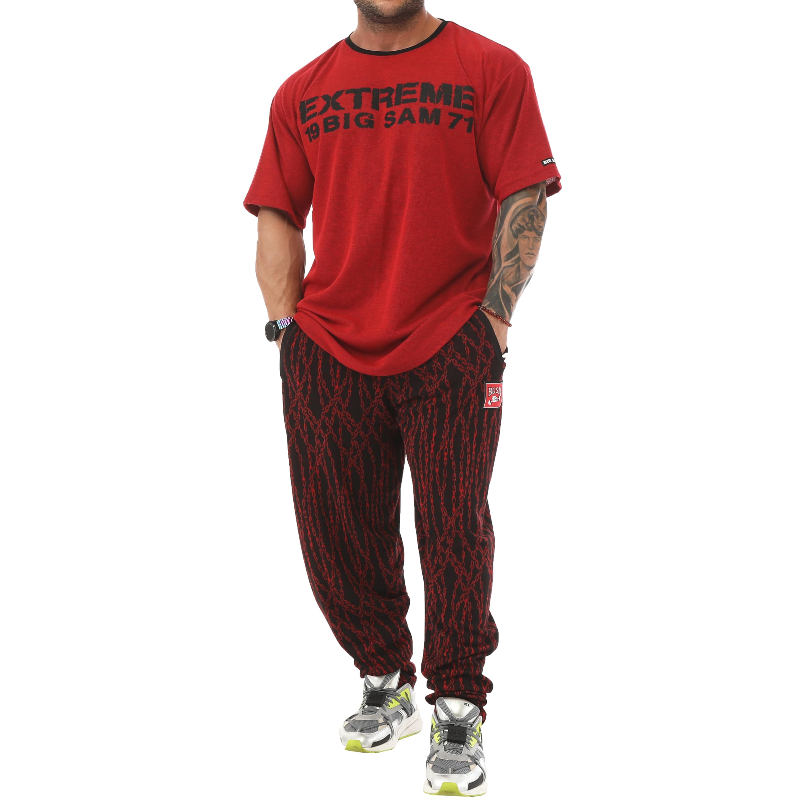 Herren Oversize Gym Fitness Bodybuilding T-Shirt Baumwolle O-Neck Lifestyle Top