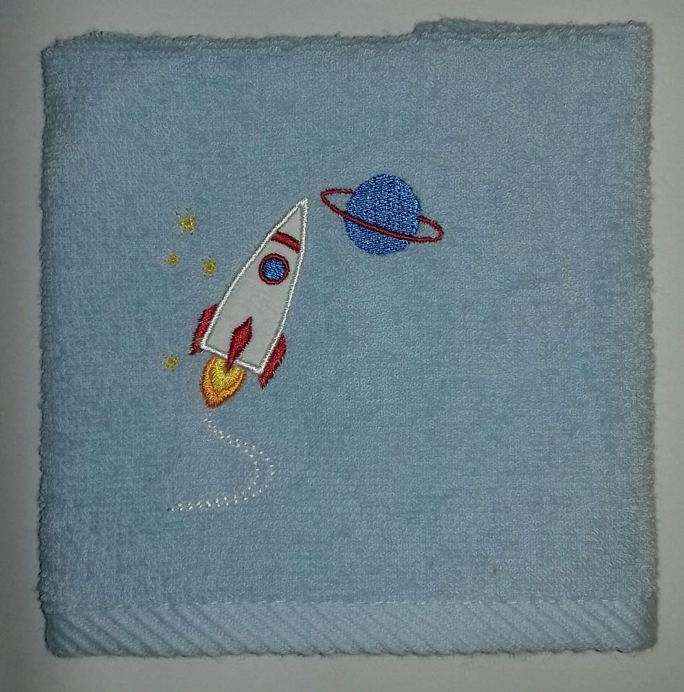 Harwoods Rocket Embroidered Face Cloth, Blue